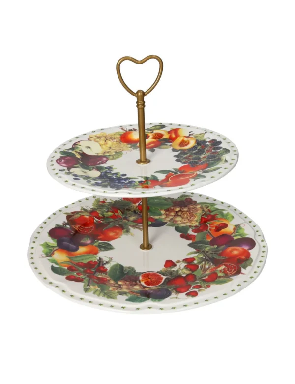 Best Due Piani Le Primizie Porcellana Con Asta In Metallo Brandani | 52683 Tavola