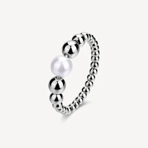 Sale Anello A Sfera In Acciaio E Perle Di Conchiglia Perfect | BPC34 Donna Gioielli Moda Donna