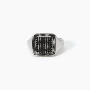 Clearance Anello Chevalier Con Pavè Nero Gioielli | 523322 Uomo Gioielli Moda Uomo | Idee Regalo