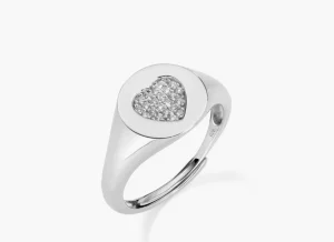Outlet Anello Chevalier Regolabile Con Cuore Zirconato | RCHHBBZ1 Donna Gioielli Moda Donna