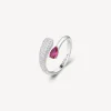 Fashion Anello Contrarié Con Zircone Bianco E Passion Ruby Gioielli Fancy | FPR127 Donna Gioielli Moda Donna
