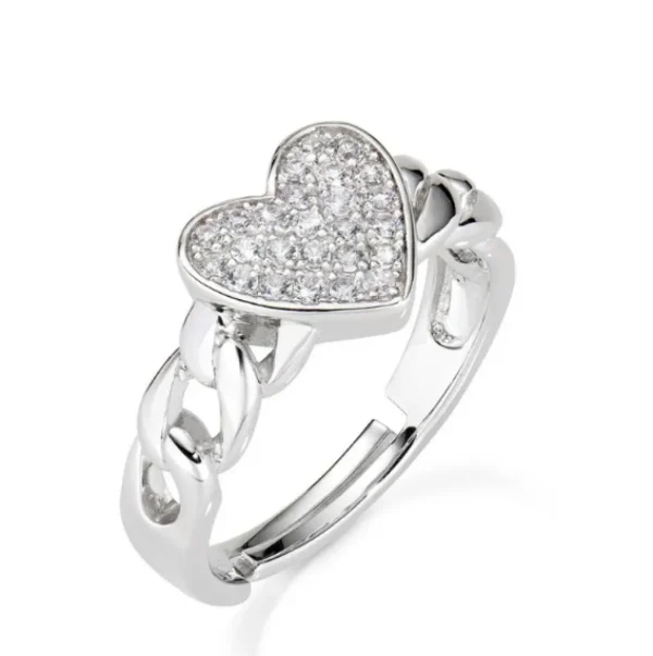 Hot Anello Cuore Con Pavè Di Zirconi Bianchi | ANCUCABBZ2 Donna Gioielli Moda Donna