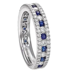 Fashion Anello Fedina In Oro Bianco Diamanti E Zaffiri Gioielli Decò | R10MZ845/ZB Donna Gioielli Donna