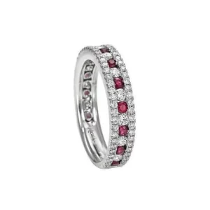 Sale Anello Fedina In Oro Bianco Diamanti E Rubini Gioielli Decò | R10MZ845/RB-15 Donna Gioielli Donna