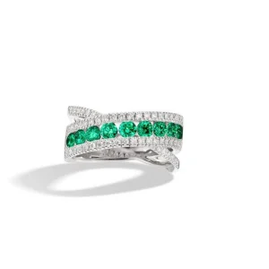 Sale Anello Recarlo Decò in Oro Bianco Diamanti e Smeraldi | R10FM001/SM Donna Gioielli Donna