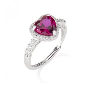 Outlet Anello Regolabile Big Diamonds Cuore Rubino | RTIHBRBZ3 Donna Gioielli Moda Donna