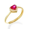 Sale Anello Regolabile Con Cuore Zircone Rosso | RTICSGRZ3 Donna Gioielli Moda Donna
