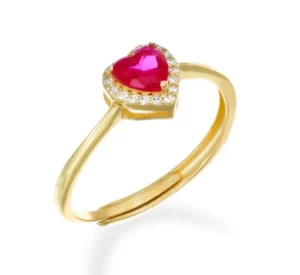 Sale Anello Regolabile Con Cuore Zircone Rosso | RTICSGRZ3 Donna Gioielli Moda Donna