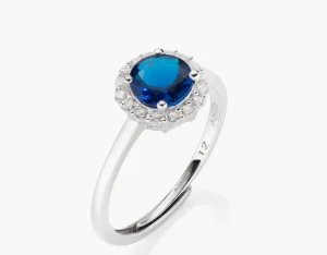 Online Anello regolabile  Diamond con Zircone tondo Blu | RLUBOBBBLZ2 Donna Gioielli Moda Donna