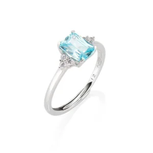 New Anello regolabile Princess Con Zirconi Acqua Marina E Bianchi | RBABBACZ2 Donna Gioielli Moda Donna