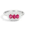Sale Anello Trilogy con Rubini in oro bianco 18 Kt e contorno di diamanti | R77TC001/RB-14 Donna Gioielli Donna