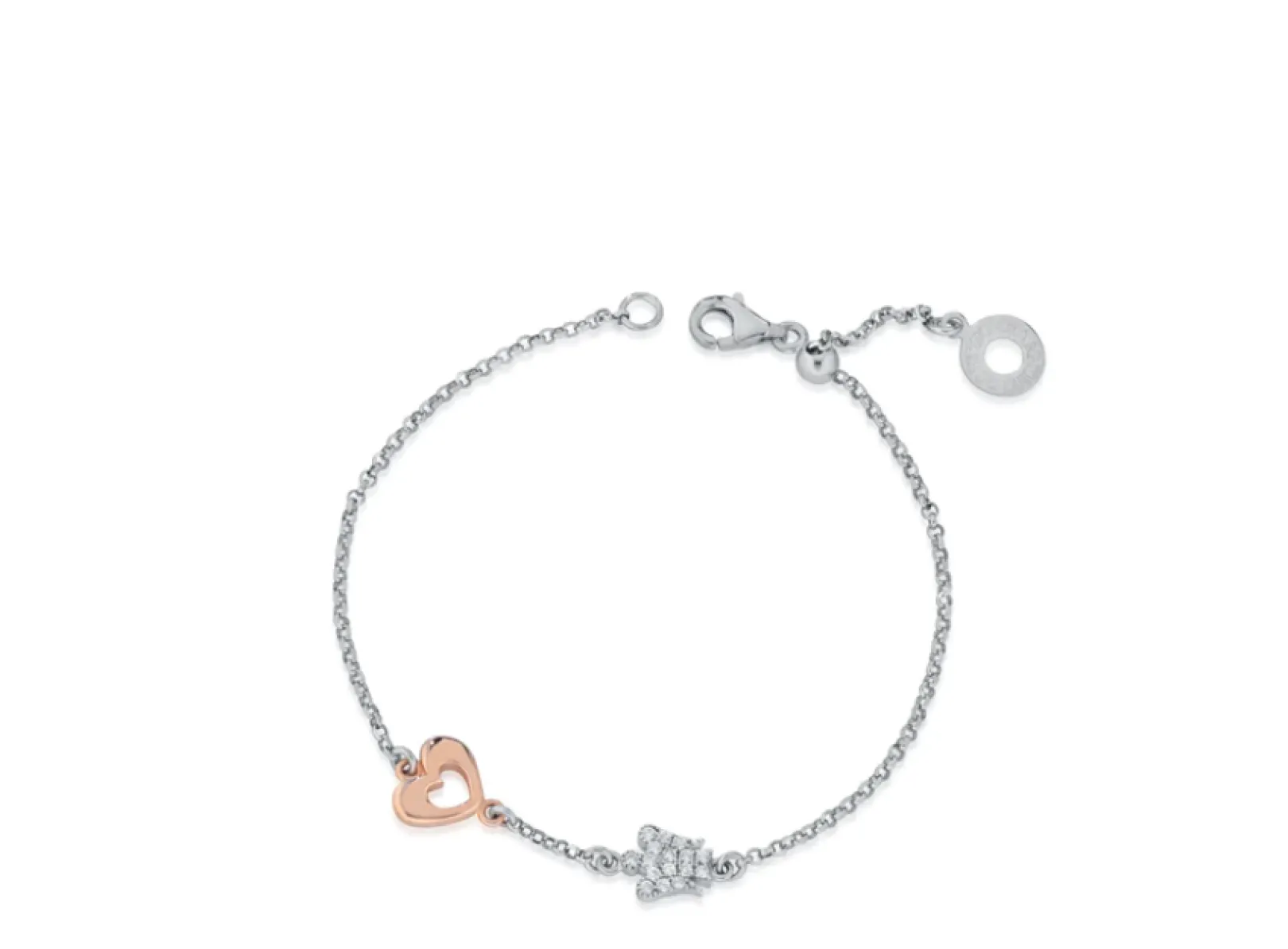 bracciale_con_angelo_e_cu_0.webp Outlet Bracciale Con Angelo E Cuore In Argento Rosato Giannotti | GIA396 Donna Gioielli Moda Donna