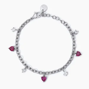 Hot Bracciale Con Pendenti Rubino E Zirconi Donna Gioielli | 232335 Donna Gioielli Moda Donna