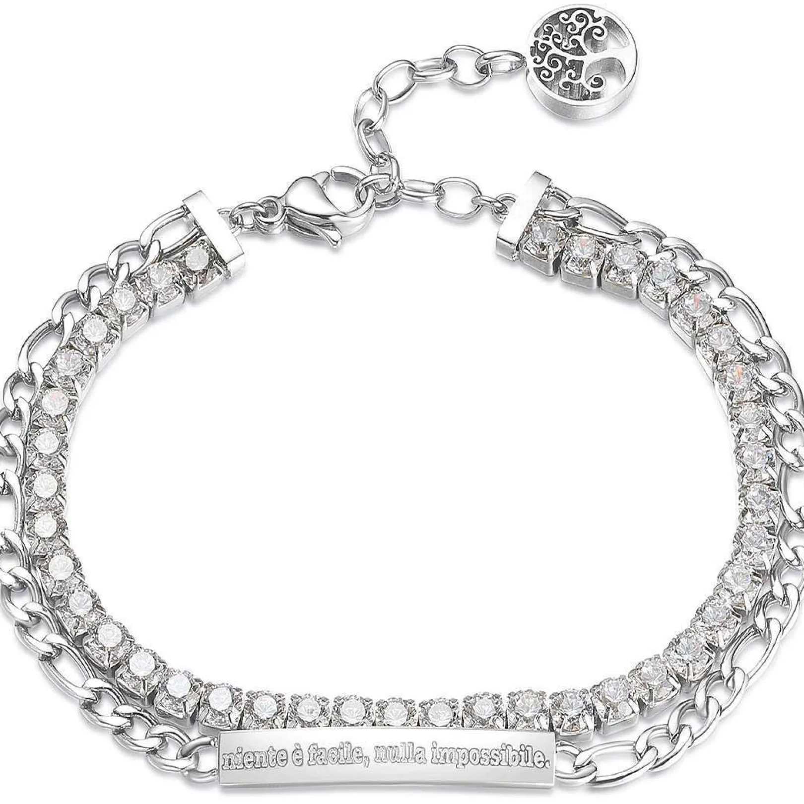 bracciale_donna_con_piast_0.webp Online Bracciale Donna Con Piastrina E Zirconi Gioielli Desideri | BEI051 Donna Gioielli Moda Donna