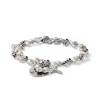 Fashion Bracciale Donna Due Giri Con Perle Pendenti Cuore E Croce Mariacristinasterling | G4282 Donna Gioielli Moda Donna