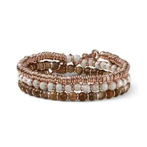 Hot Bracciale Donna Encanto Aulite Bianca Paesina E Argento Rosa Tre Giri Mariacristinasterling | G4316R Donna Gioielli Moda Donna