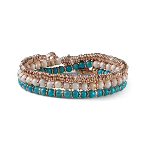 Discount Bracciale Donna Encanto Aulite Bianca E Celeste Argento Rosa Tre Giri Mariacristinasterling | G4317R Donna Gioielli Moda Donna