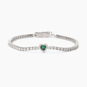 New Bracciale Donna Tennis Con Cuore Verde Gioielli |  533837-18 Donna Gioielli Moda Donna | Idee Regalo