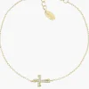 Outlet Bracciale Dorato Croce Ondulata con Zirconi Bianchi | BRCROGBZ Donna Gioielli Moda Donna