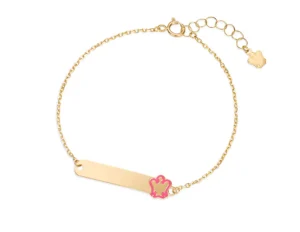 New Bracciale Oro Bambina Con Targhetta E Angelo Rosa Giannotti | NKT377 Gioielli Moda Bimbi