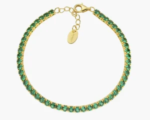 Fashion Bracciale Tennis 3 mm Dorato con Zirconi Verdi | BT3GVE17 Donna Gioielli Moda Donna