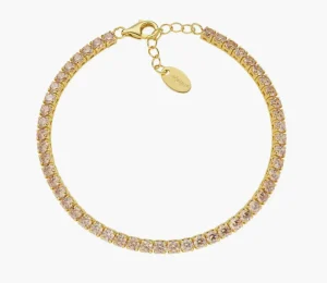 Outlet Bracciale Tennis 3 mm Dorato con Zirconi Champagne | BT3GCH17 Donna Gioielli Moda Donna