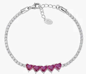 Best Tennis Cinque Cuori Rubino Amen |  BT5CUBRBZ Donna Gioielli Moda Donna