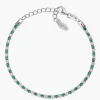 Discount Bracciale Tennis Rodio Zirconi Bianchi e Verdi Gioielli |  BTABBVE16 Donna Gioielli Moda Donna