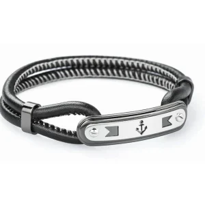 Clearance Bracciale Uomo In Acciaio E Pelle Gioielli Marine | BRN12B Uomo Gioielli Moda Uomo