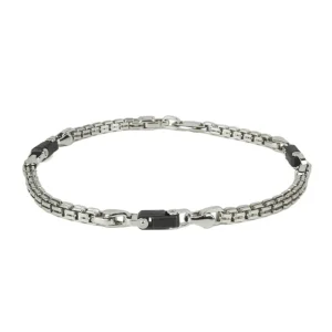 New Bracciale Uomo In Argento E Ceramica Gioielli | ESB172-N Uomo Gioielli Moda Uomo