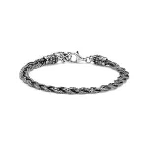 Clearance Bracciale Uomo Intrecci Classic In Argento Brunito Mariacristinasterling |  G4508 Uomo Gioielli Moda Uomo