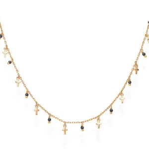 Hot Collana Con Croci Rosè E Cristalli Neri | CLMICRRN Donna Gioielli Moda Donna