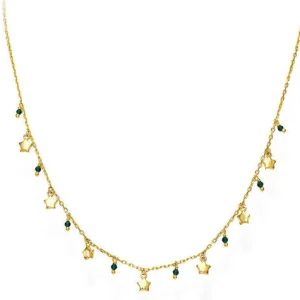 Best Collana Con Stelle Dorate e Cristalli Verdi | CLMISGVE Donna Gioielli Moda Donna