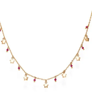 Fashion Collana Con Stelle Rosè E Cristalli Rubino | CLMISRRO Donna Gioielli Moda Donna