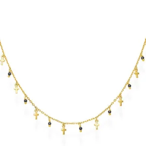 Sale Collana Dorata Con Croci Nere | CLMICRGN Donna Gioielli Moda Donna