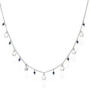 Outlet Collana Stelle Rodio E Cristalli Blu |  CLMISBBL Donna Gioielli Moda Donna