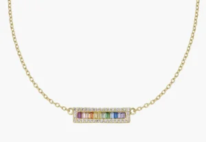 Outlet Collana Arcobaleno Dorata con Barretta di Zirconi | CLRATAGMZ3 Donna Gioielli Moda Donna