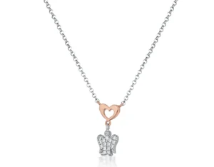 New Collana Con Angelo E Cuore In Argenro Rosato Giannotti | GIA395 Donna Gioielli Moda Donna