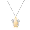 Fashion Collana Con Angelo In Oro Bianco, Giallo E Diamanti Con Pendente Angelo Giannotti | NKT321 Donna Gioielli Moda Donna