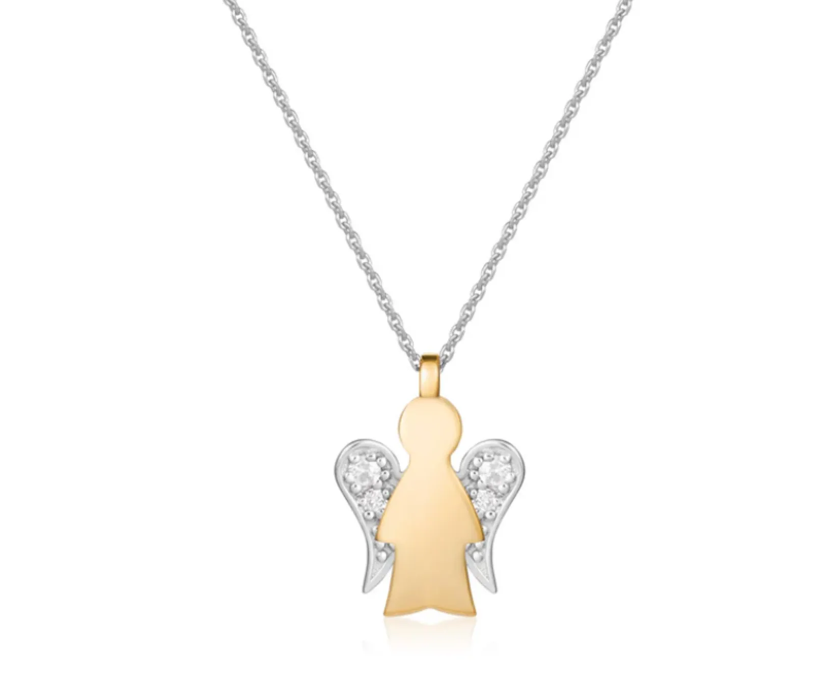 collana_con_angelo_in_oro_0-1.webp Fashion Collana Con Angelo In Oro Bianco, Giallo E Diamanti Con Pendente Angelo Giannotti | NKT321 Donna Gioielli Moda Donna