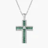 Discount Collana con Croce di Zirconi Verdi Baguette e Bianchi |  CLCRBABBVEZ Donna Gioielli Moda Donna