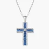Discount Collana con Croce di Zirconi Blu Baguette e Bianchi |  CLCRBABBBLZ Donna Gioielli Moda Donna