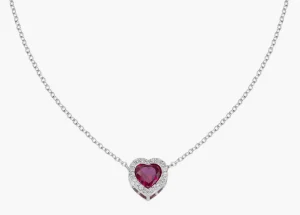 Online Collana con Cuore di Zircone Rubino | CLPHHBBRZ Donna Gioielli Moda Donna