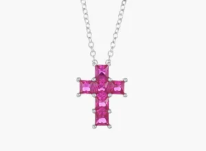 Online Collana Croce di Zirconi Rubino Gioielli |  CLPCQBR Donna Gioielli Moda Donna