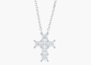 New Collana Croce di Zirconi Bianchi Gioielli |  CLPCQBB Donna Gioielli Moda Donna