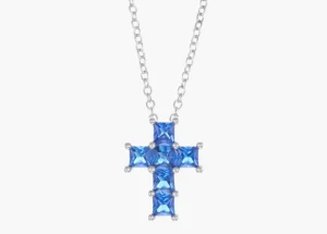Fashion Collana Croce di Zirconi Blu Gioielli |  CLPCQBBL Donna Gioielli Moda Donna
