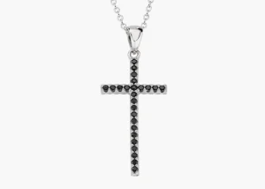 Fashion Collana Croce Doppio Colore Nero e Bianco | CLCRDOGBNZ Donna Gioielli Moda Donna