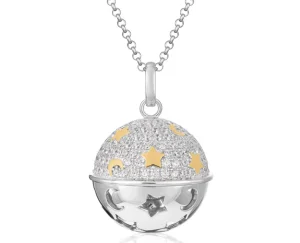 Sale Collana Donna Chiama Angeli In Argento Bianco E Giallo E Zirconi | SFA146 Donna Gioielli Moda Donna