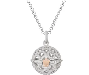 Outlet Collana Donna Chiama Angeli In Argento, Zirconi Bianchi E Angelo Rosato |  SFA111 Donna Gioielli Moda Donna