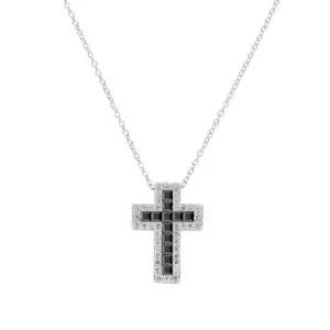 Best Collana Donna Doppia Croce Con Zirconi Bianchi E Neri Gioielli | CLCRREBBNZ1 Donna Gioielli Moda Donna